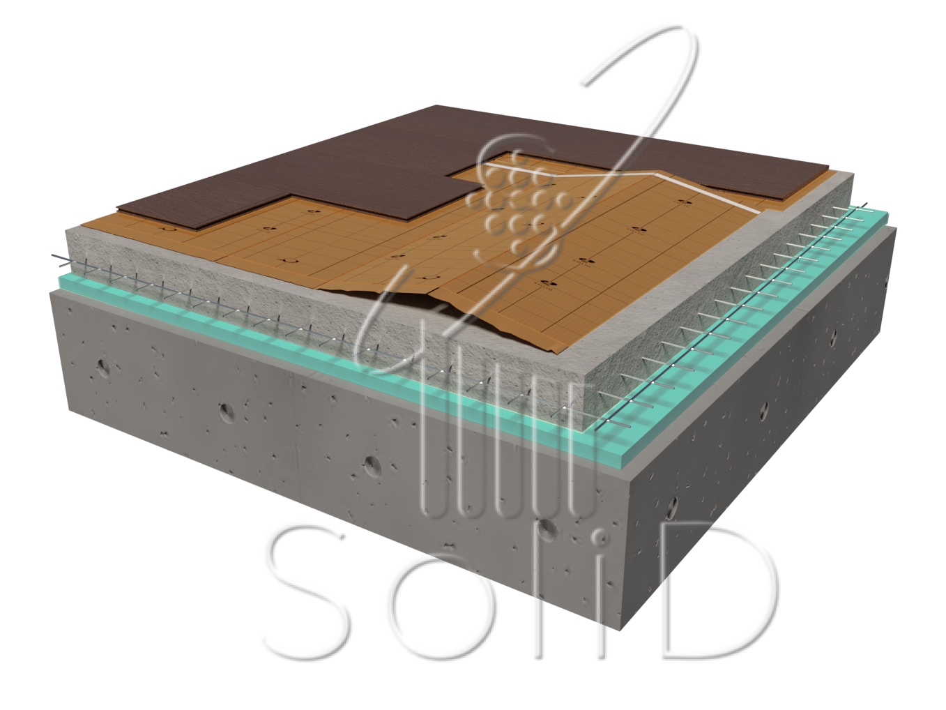 Полы с применением подложки-гармошки AntiSlip под LVT